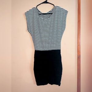 Black and white striped dress